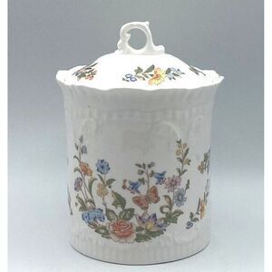 Aynsley Cottage Garden Biscuit‎ Canister Jar Storage 4 3/4" height Flowers